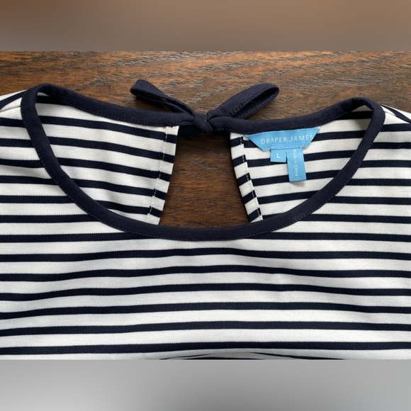 Draper James Sailor Stripe Ponte Shift Dress White & Navy Large - Picture 8 of 10